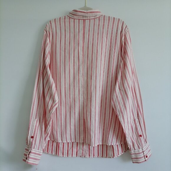 NWT Izod Womens White Pink Striped Collared Y2K Button Up Shirt Plus Size 3X - Picture 4 of 8